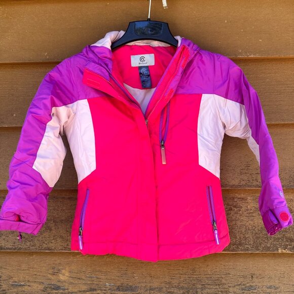 Champion Girls Hooded Insulated Jacket S (6-6X) Pink & Purple Polyester Shell Li - Picture 1 of 9